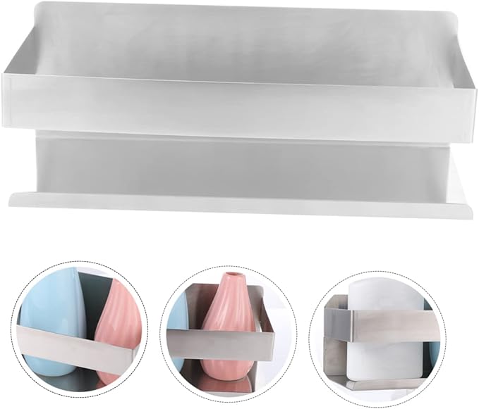 Garneck Toilet Shelf Easy to Clean Metal Wall Rack Kitchen Storage Rack Bathroom Decor