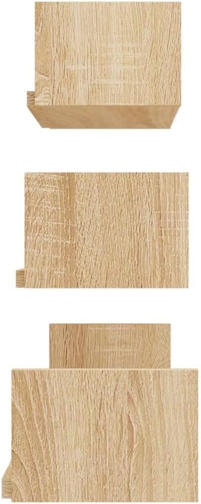 Wall Display Shelf Set of 3 Sonoma Oak Engineered Wood Floating Shelves for Bathroom Bedroom Living Room Kitchen Storage with U-Shaped Design (23.6",17.7",11.8")