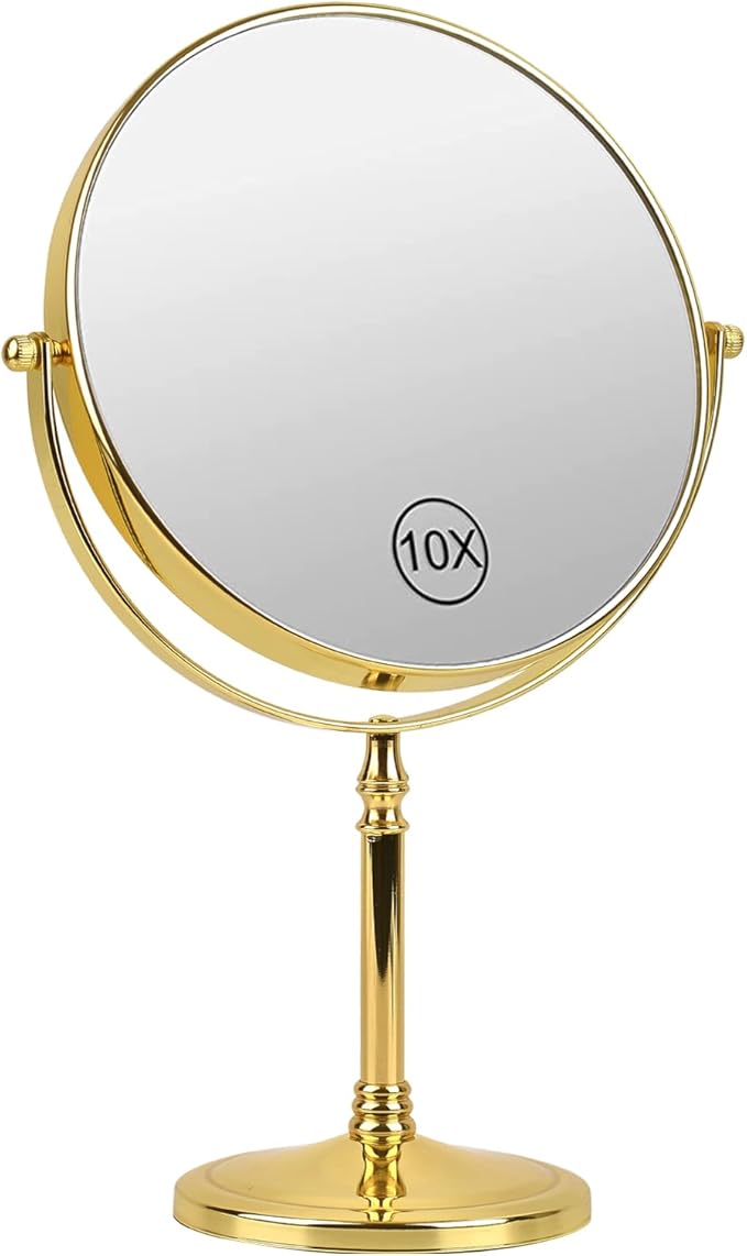 Makeup Mirror 8" Magnifying Mirror 1/10X Magnification, Large Table top Double-Sided Swivel Vanity Mirror Chrome Finish