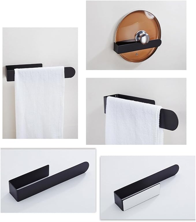 szhdxsy Towel Holder SUS 304 Stainless Steel Towel Rod, Self Adhesive Towel Holder Towel Rod Towel Rack for Bathroom,Kitchen (Black 14in)