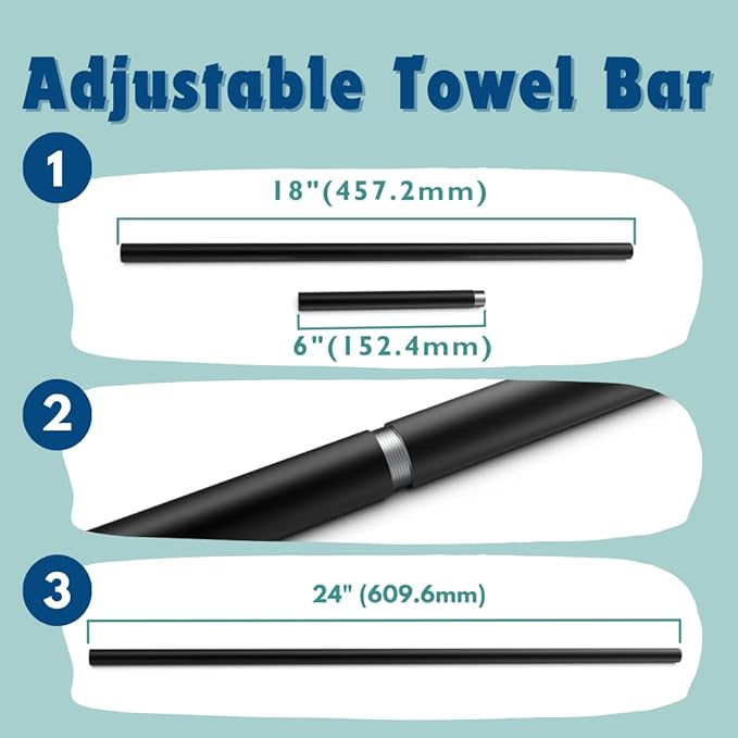 LAKETON Collection, 5-Piece Bathroom Hardware Accessories Set, Towel Ring, Adjustable Expandable Towel Bar, Two Towel and Robe Hook, Toilet Paper Holder, Wall Mounted, Satin Nickel