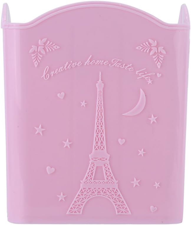 Manicure Tools Container - 3 Slot Acrylic Cosmetics Brushes Manicure Tools Container With Eiffel For Makeup Organizers Makeup-Organizers Tower Print 3 Colors(Pink)