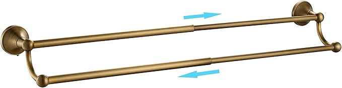 Leyden Antique Brass Towel Bar,Adjustable Towel Rack Holder Double Retro Bathroom Accessories Wall Mount Vintage