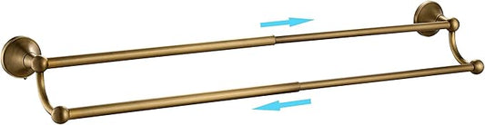 Leyden Antique Brass Towel Bar,Adjustable Towel Rack Holder Double Retro Bathroom Accessories Wall Mount Vintage