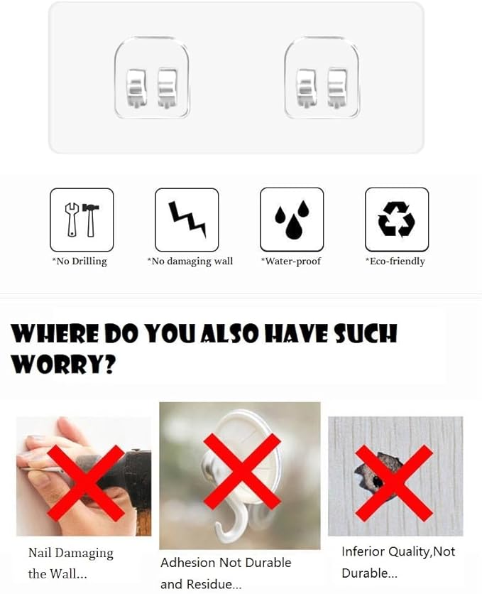 Chris.W 4 Pack Clear Adhesive Suction Sticker for No Drilling Bathroom Shower Shelf Accessories, Super Strong Adhesive Wall Sticker for Shower Caddy and More