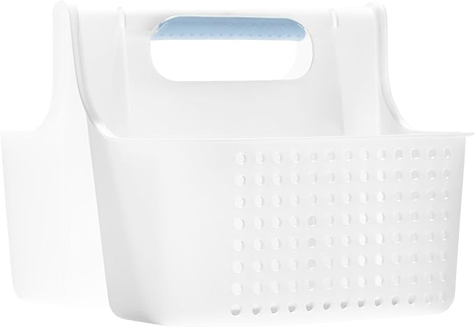 madesmart Large Portable Shower Caddy, Hold Soap, Shampoo, Hair Supplies and Beauty Products, Cleaning Supplies Organizer for Home, Dorm, Plastic Shower Tote, Soft Handle, Blue