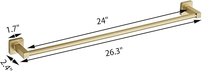 Wall Mounted Towel Rack for Bathroom, 24 Inch Brushed Light Gold Towel Bar with Stainless Rack and Hand Towel Holder, Bathroom Towel Racks and Shower Towel Rack (Gold, 26 Inch)