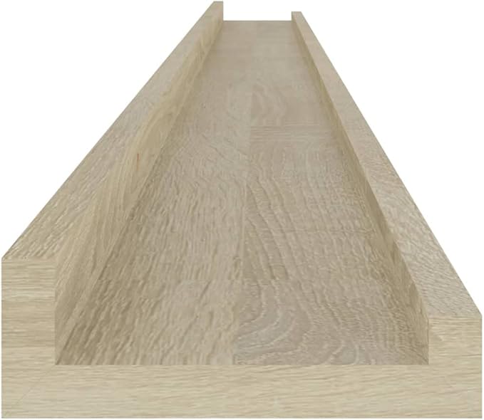 Sonoma Oak Wall Shelves Set of 4, 45.3 Inch Floating for Living Room Bedroom Kitchen, Heavy Duty MDF Storage Shelves for Decor Books Plants, Easy Mount Shelving Unit with Natural Wood Finish