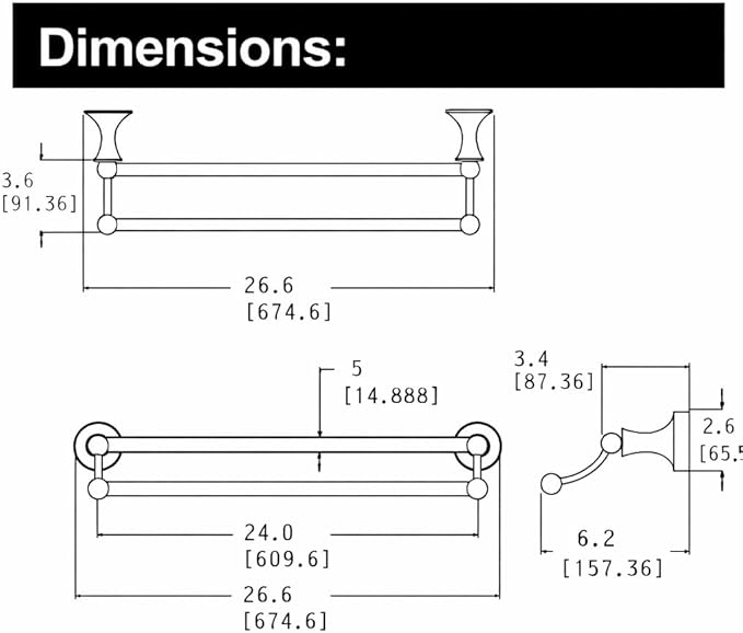 Moen DN7722CH Lounge 24-Inch Bathroom Double Towel Bar, Chrome