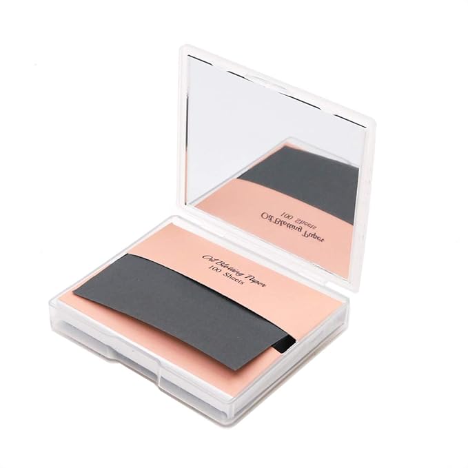 [100 Counts + Mirror Case] Natural Bamboo Charcoal Oil Blotting Sheets for Face Korean with Mirror Case