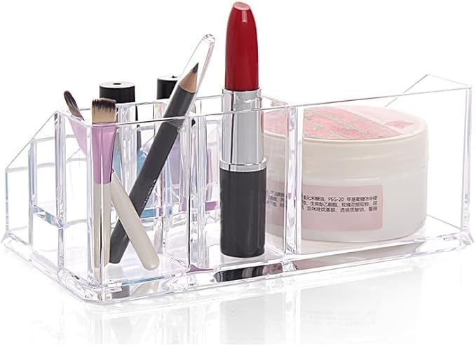 Kamay's 9 Compartments Small Multifunction Transparent Acrylic Desktop Cosmetic Display Stand Case For Lipstick Makeup Brush Nail polish Essential oil
