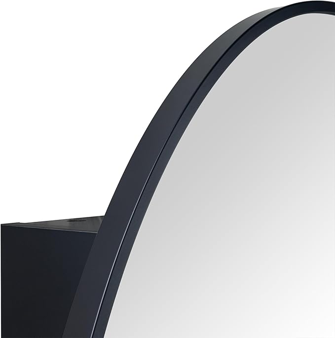 Surface Mount Black Oval Bathroom Medicine Cabinet with Mirror Metal Framed Oval Bathroom Storage Cabinet, 20x30''