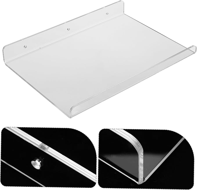 Mobestech Acrylic Floating Shelf for Bathroom and Kitchen Clear Wall-Mounted Storage Rack for Toiletries and Seasoning Bottles and Easy to Install Compact