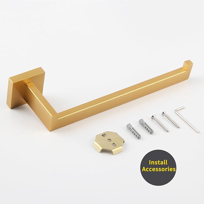 GERZWY Gold Stainless Steel Towel Ring Bathroom Hardware Hand Towel Holder for Bath Wall Mounted FG1606-BE