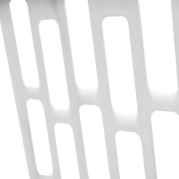 6 Pack 1.5 Bushel Rectangular Plastic Laundry Basket & Hamper - Ventilated Sides, Stackable & Portable with Comfort Grip Handles, Reinforced Rim for Laundry Room, Bedroom, Bathroom & Dorm, White