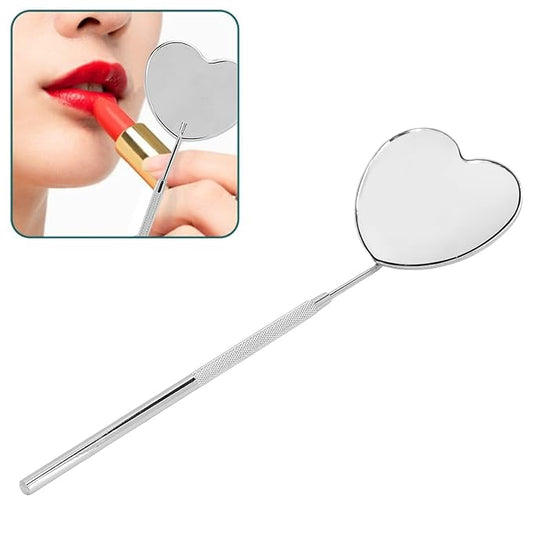 Professional Portable Stainless Steel Heart Shaped Lash Mirror, Anti Fog with Knurled Handle Design for Lash Extension, Makeup, Drawing, etc, Compact and Lightweight, Wonderful Gift for Girlfriends