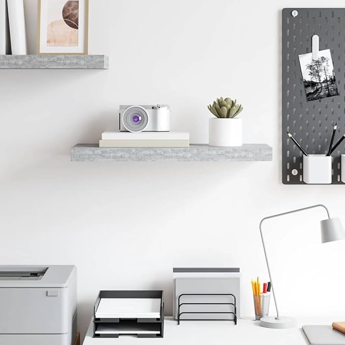 Floating Wall Shelf with Invisible Mount, Concrete Gray Modern Display Shelf 23.6 Inches, Honeycomb MDF and Metal for Living Room Bedroom, Holds 15.4 lb for Books Decor Awards