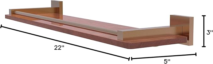 Allied Brass MT-1-22-GAL-IRW Montero Collection 22 Inch Solid IPE Ironwood Gallery Rail Wood Shelf, Brushed Bronze