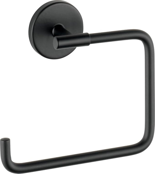 Delta Trinsic (1-Pack) Hand Towel Holder Matte Black Towel Racks for Bathroom Wall Square Towel Ring Holder for Bath Towel Hanger for Kitchen, Bathroom Accessories 759460-BL