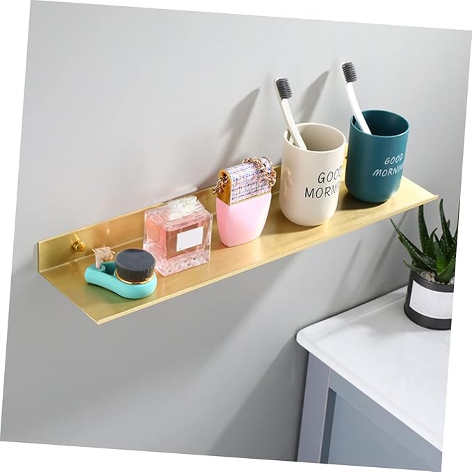 Bathroom Storage Mounted Small Shelf for Toiletries Easy Installation Space Saving Organizer Capacity Brushed Aluminum Design for Clean Tidy Bathrooms