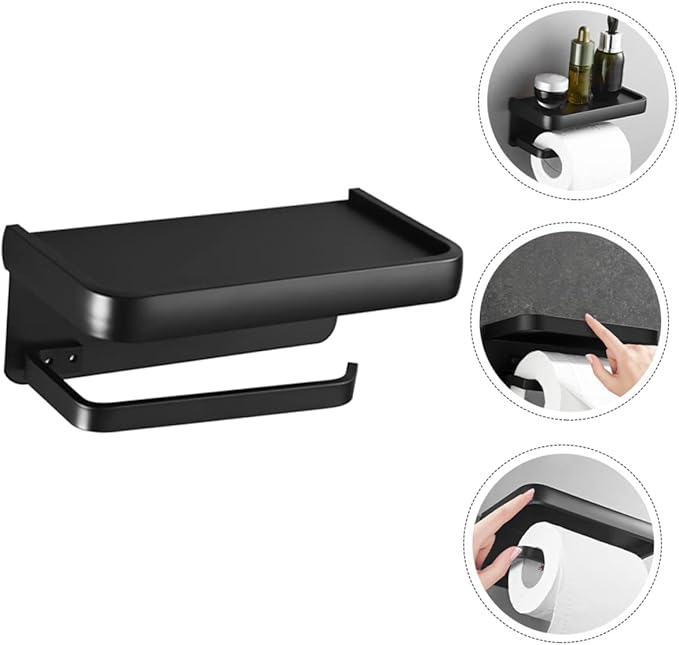 IMIKEYA Wall Phone Holder Punch-Free Bathroom Storage Rack Aluminum Phone Shelf for Toiletries and Cosmetics Easy Installation Suitable for Bathroom and Kitchen