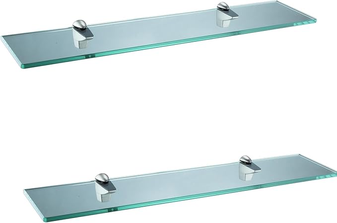 XVL Tempered Glass Shelf Bathroom 20 Inches Wall Mount Rectangular Shelves,Brushed GS3004AM-2