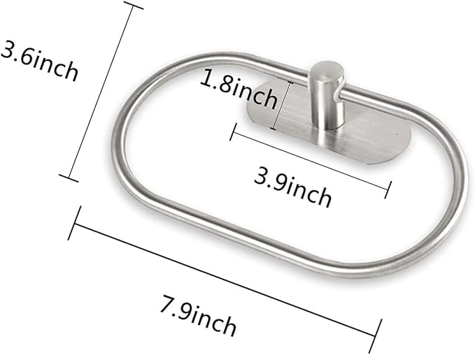 Towel Ring Self Adhesive No Drill Hand Towel Holder for Bathroom SUS 304 Stainless Steel Brushed Nickel Towel Rack(Silvery)