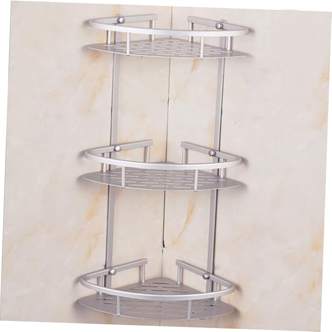 Zerodeko Hanging Shelves Corner Wall Shelves Bathroom Corner Holder Wall Mounted Bathroom Cabinet Collector Hanging Shelf Corner Shelf Stackable Punch Hole Tray