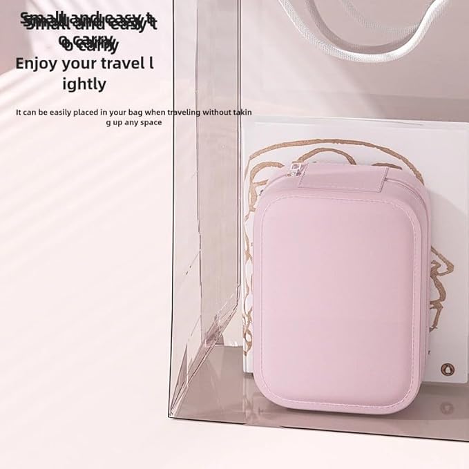 Cosmetic storage box with light mirror integrated dresser desktop skincare organizer Dustproof portable box (Cream white storage box)