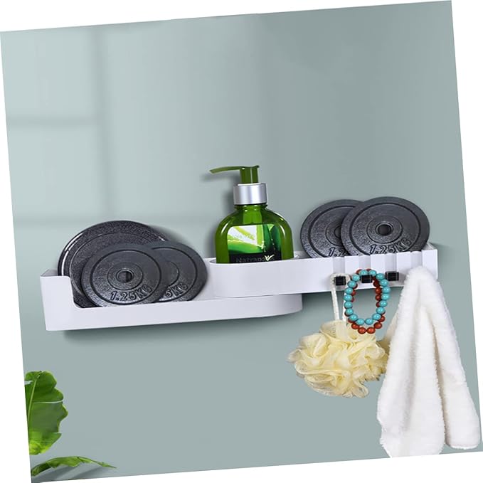 Wall-Mounted Adhesive Bathroom Shelf Rotating Storage Rack Punch-Free Organizer for Corner Black Hooks for Bathrooms and Showers