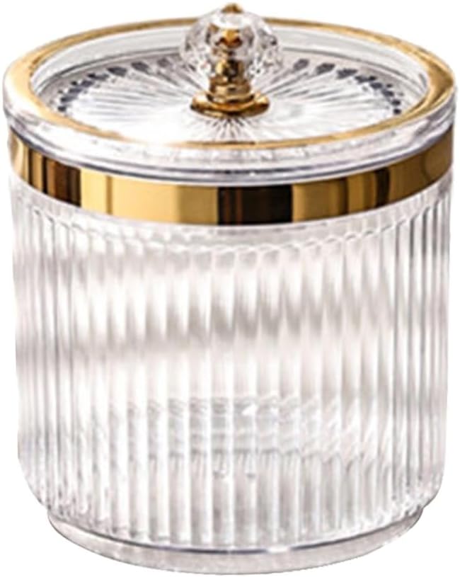 Bathroom Storage Jar for Cotton Balls Makeup Pads Accessories Holder with Protective Lid Toothpick