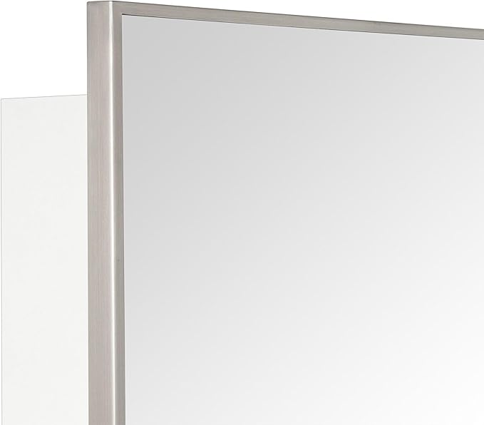 TEHOME 16.5'' x 24'' Brushed Nickel Recessed and Surface Mount Bathroom Medicine Cabinet with Mirror Square Cornered Metal Framed Rounded Rectangle Medicine Cabinet Mirror
