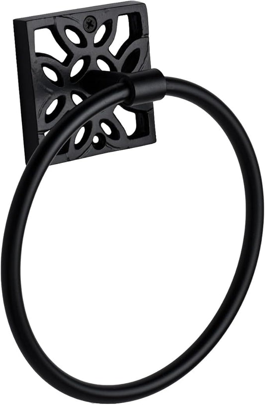 Autumn Alley Bathroom Towel Ring, Matte Black Hand Towel Holder - Modern Hand Towel Holder Wall Mount for Bathroom and Kitchen, Modern Black Bathroom Accessories, Decorative