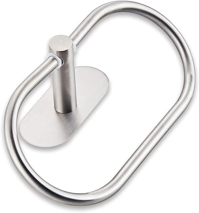 Towel Ring Self Adhesive No Drill Hand Towel Holder for Bathroom SUS 304 Stainless Steel Brushed Nickel Towel Rack(Silvery)