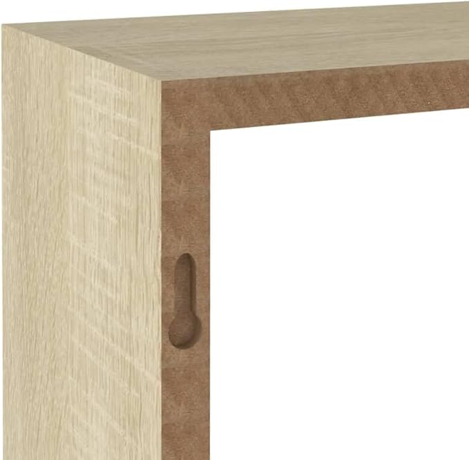 Wall Cube Shelves 3 pcs White and Sonoma Oak Modern Floating Shelves Set for Living Room Bedroom Decor with Invisible Mounting System Storage Display Organizer