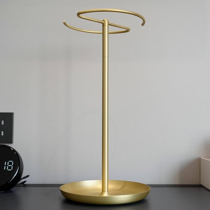 simpletome Towel Holder Stand Countertop with Storage Tray Non-Slip Weighted Base for Bathroom (Brushed Gold)