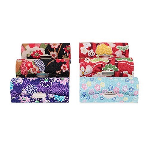 Set of 6~Cute Japanese Flower Style Lipstick Case Holder w Mirror Gift (P22635-6)~ We Pay Your Sales Tax