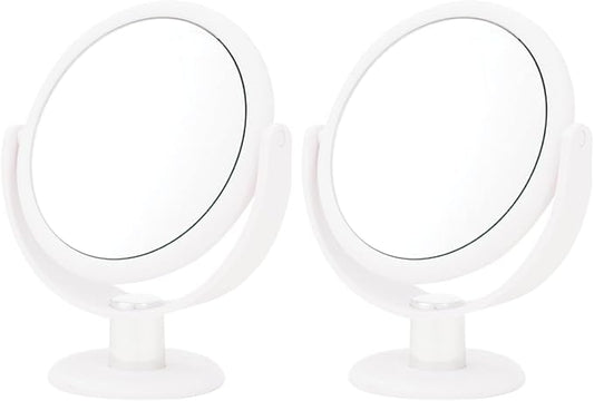 Danielle 10X Soft Touch Round Vanity Mirror, White (Pack of 2)