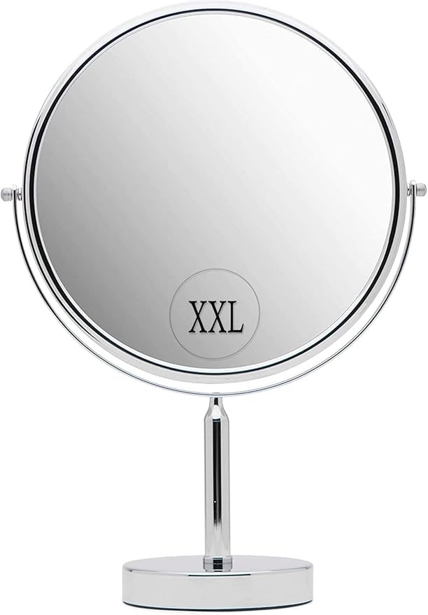 XXLarge Oversized 3X Weak Magnifying Mirror with Stand for Desk, Table, Retail Store Countertop, and Makeup Vanity - Double Sided 3X/1X Magnification - 17" Tall and 11" Wide