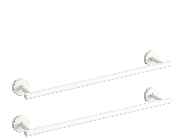 Newfun 24 Inch White Bathroom Towel Holder, 2Pcs Towel Racks for Bathroom Rod Classic SUS304 Stainless Steel Bathroom Towel Holder Wall Mounted