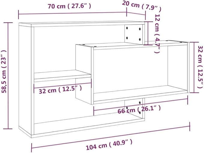Floating Wall Shelf, 3-Tier Grey Sonoma Storage Shelves for Living Room Bedroom, Modern Engineered Wood Display Unit for Books Decor, 41-Inch Wall Mounted Shelf