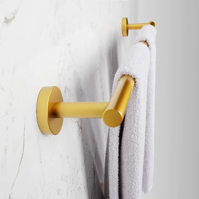 Stainless Steel 24-Inch Bathroom Single Towel Bar Gold Towel Holder, Wall Mount Towel Back Rod Hotel Style