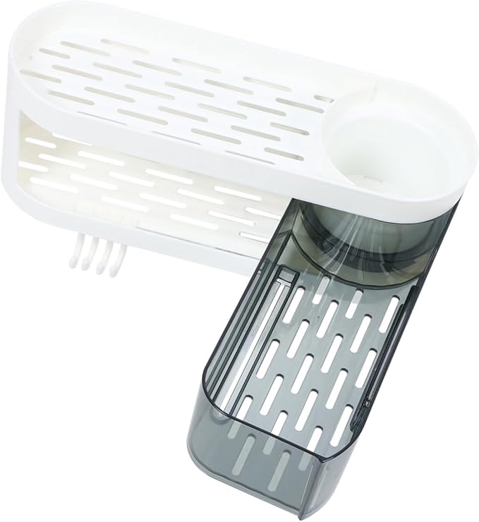 Wall-Mounted Plastic Storage Rack and Bathroom Shelf, Multipurpose Wall Shelves with Hooks, Space-Saving Organizer for Kitchen and Bathroom Storage Random Color