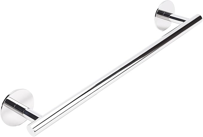 Self-Adhesive Towel Bar 16" - No Drill Chrome Bathroom Towel Rack, Wall Mount Towel Holder, Rustproof Stainless Steel Adhesive Command Strip Towel Bar for Bathroom Wall