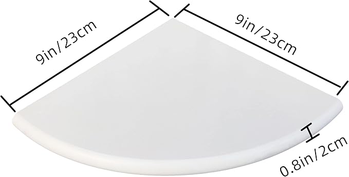 White Marble Corner Shower Shelf for Bathroom, 9'' x 9'' x 0.8'' Faux Marble Corner Shelves for Bathroom Wall Mounted Both Side Polished (1, White)