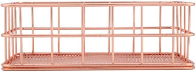 Makeup Storage Basket Organizer, Rose Gold Mesh Cosmetic Storage Holder Shelves for Makeup Brush Pen Holder(C)