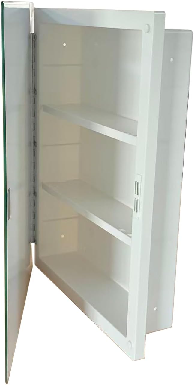 Bathroom Medicine Cabinet with Beveled Mirror,Medicine Cabinet with Storage Function,Hanging Storage Cabinet,Bathroom Mirror Cabinet,Adjustable Shelves,White (16 x 20 inch)