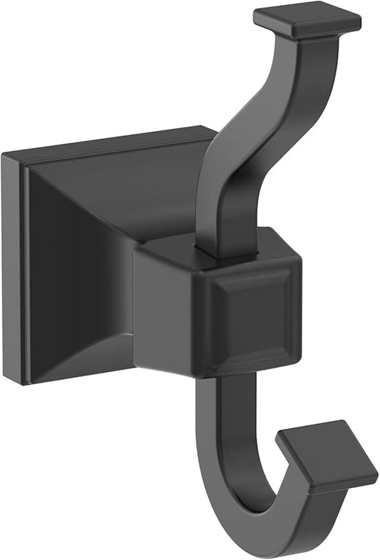 Amerock BH36020MB | Matte Black Single Robe Hook | 4-1/4 in. (108 mm) Length Towel Holder | Mulholland | Towel Hook for Bathroom | Bathroom Hardware | Bath Accessories