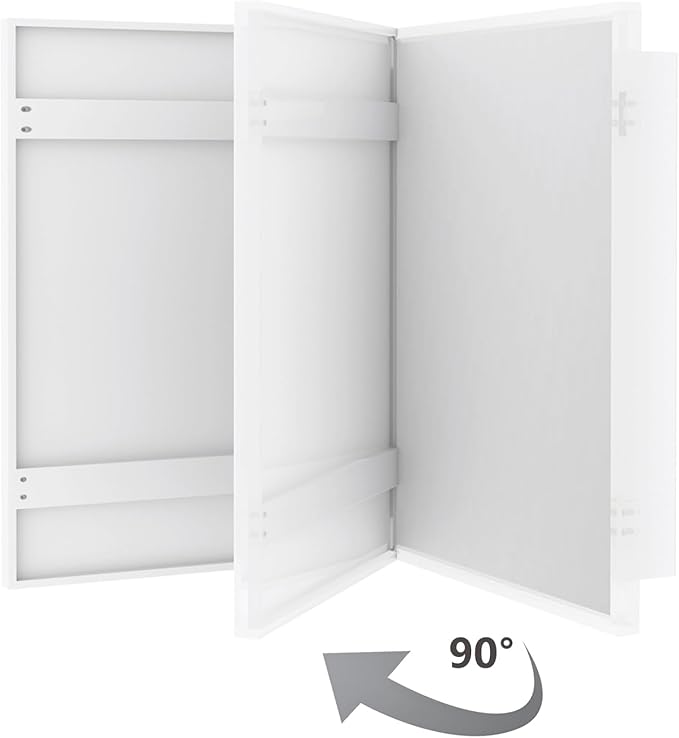 24”x16” Recessed Wood Medicine Cabinet with Mirror for Bathroom – Wall-Mounted Wooden Bathroom Cabinet with Adjustable Storage Shelf (White, 16“x24)