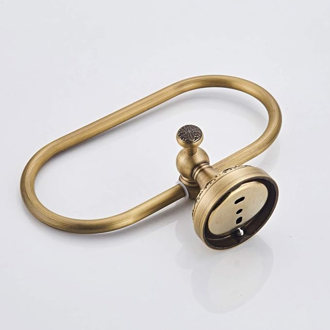 Aothpher Brass Towel Ring Oval Contemporary Bathroom Hand Towel Holder Wall Mounted,Antique Brass Finish